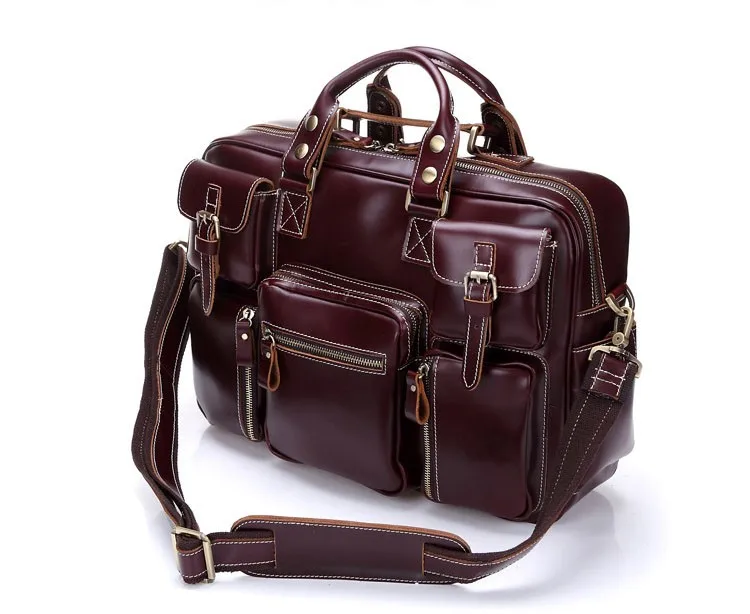 Men genuine leather briefcase 14