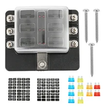 

6 Way 12-32V Car Fuse Box 100A Blade Fuse Holder Box Block Case with Red Indicator Warning Light ATC Fuse Blocks
