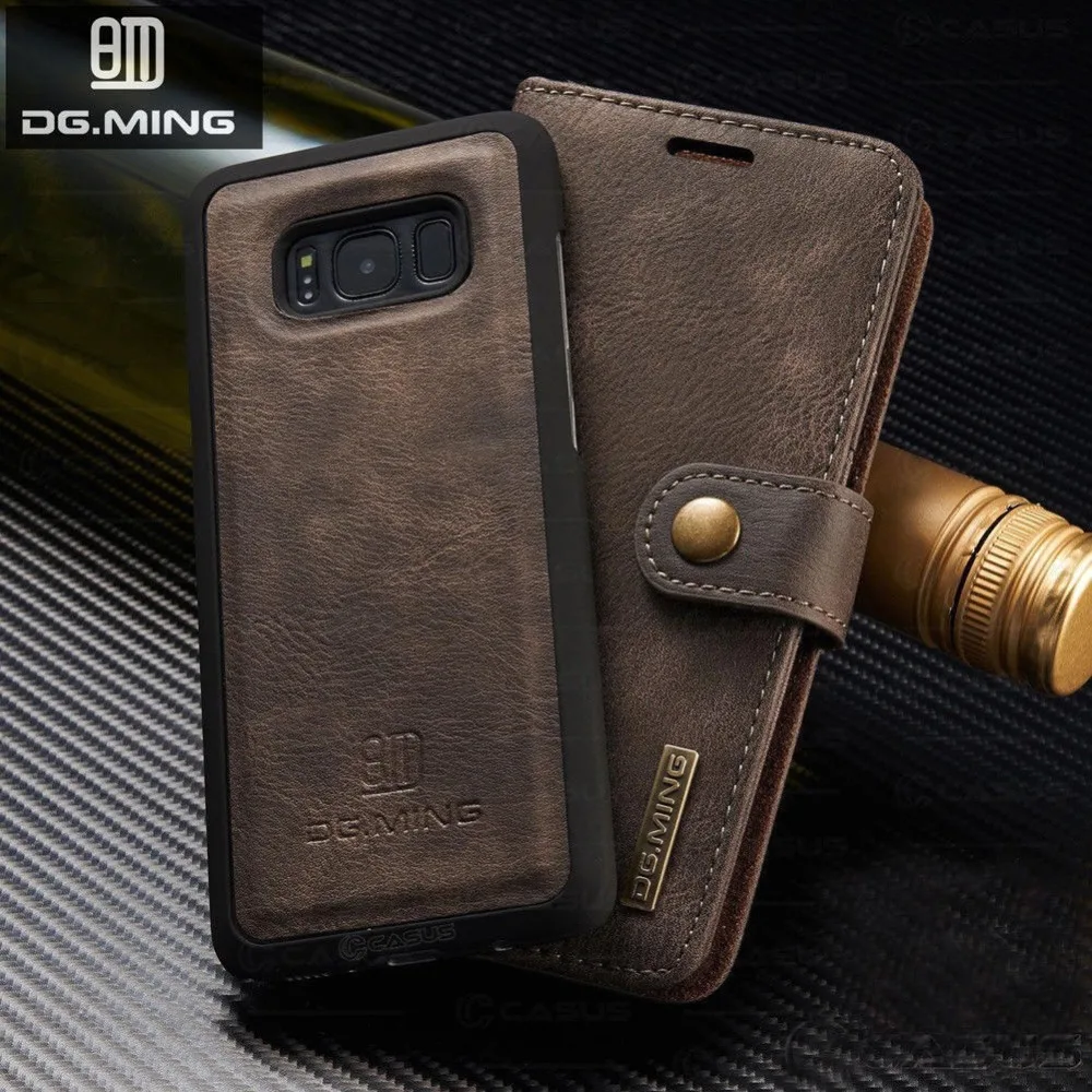 

Sinbeda DG.MING Genuine Cowhide Leather For Galaxy S7 S8 S9 Plus Removable Magnetic Cards Slot Wallet Case For Samsung Note 8