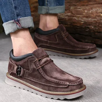 

new plus sizes 38-45 men boots winter shoes with fur man casual shoes Designer Cow Suede platform boots Ankle boots