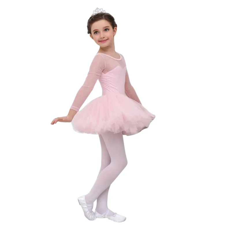 Детское балетное платье для девочек; детское платье с длинными рукавами; танцевальные платья принцессы; гимнастический купальник для девочек Боди для танцев