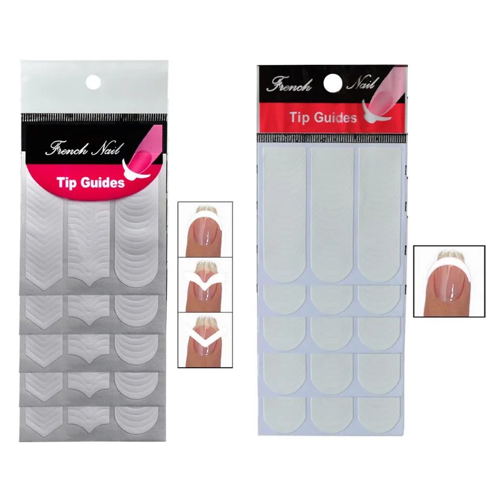 10 Packs Decals French Nail art Stickers Manicure Tips Guide Nails