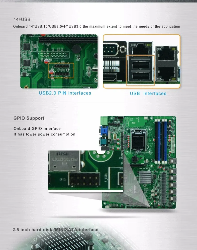 H87 LGA1150 разъем платы/NVR материнская плата промышленной поддержка 14 USB 26 SATA интерфейс жесткого диска
