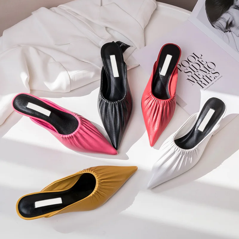 

2019 Brand New Genuine Leather Shoes Woman Slipper Fur Mules Flip Flops Women Flip Flops Sheepskin Slides Women Rubber Solid