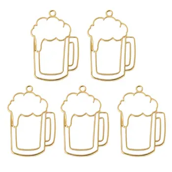 

5Pcs Beer Tumbler Resin Blank Frame Pendant Open Bezel Setting Jewelry Making Gold Bulb Hollow Pressed Flower Frame