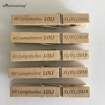 

50pcs Customized Regular Wooden Clothespins Personalized Restaurant Cafe Supplies Birthday Wedding Christmas Party Decoration
