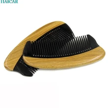 Роговая деревянная карманная борода расческа для волос тонкие зубья натуральный ручной работы сандаловое дерево Бык Рог