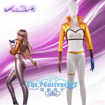 

Anime! Hot Game LOL KDA Kasai New Golden Luxurious Skin Combat Suit Sexy Girls Uniform Cosplay Costume Stage Suit Free Shipping