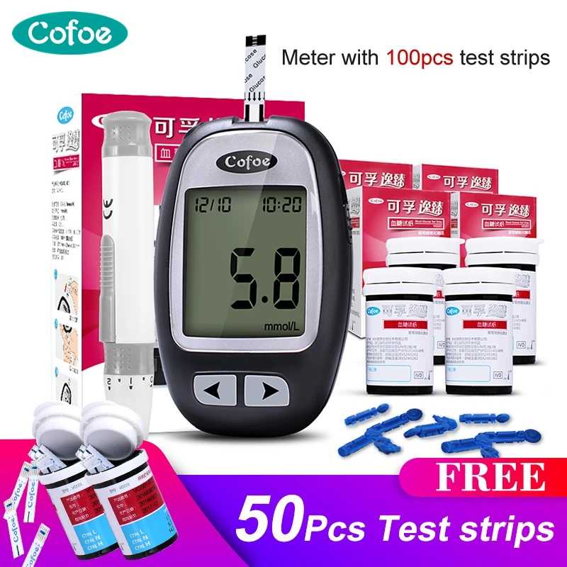 test blood sugar quick Blood Test Cofoe Glucose Monitor with Strips Yizhen