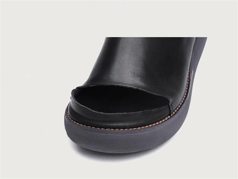 Sandals female summer new thick bottom Handmade genuine leather women sandals flat bottom casual shoes platform sandals