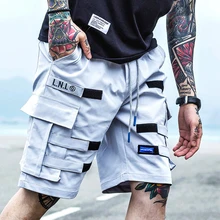 Мужские повседневные шорты в стиле хип-хоп с несколькими карманами, мужские свободные шорты с буквами, мужские военные короткие штаны, новые мужские уличные шорты-Карго