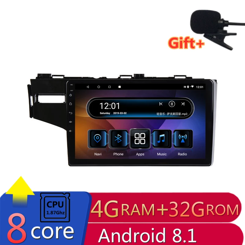 

10.1" 4G RAM 8 cores Android Car DVD GPS Navigation For Honda Fit 2014 2015 2016 audio stereo car radio headunit bluetooth wifi