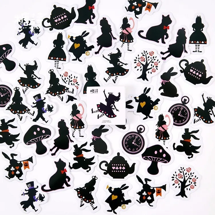 

45 PCS/box New Creative Cute Alice Paper Lable Stickers Crafts And Scrapbooking Decorative Lifelog DIY Lovely Stationery