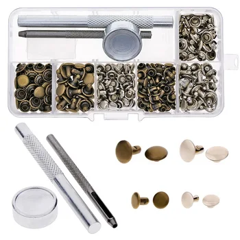 

Metalworking Tool Kit 120 Sets/Pack Leather Repairing Decor Rivets Tubular Metal Leather Craft with Fixing Replacement Tool