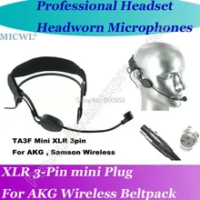MICWL ME3 mini 3 Pin Microfone com fone de ouvido para гарнитура с микрофоном для AKG Samson Gemini беспроводной