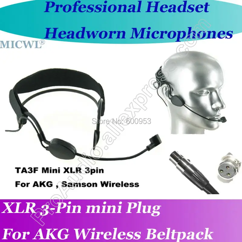 

MICWL ME3 mini 3Pin Microfone com fone de ouvido para Headworn Headset Microphone for AKG Samson Gemini Wireless