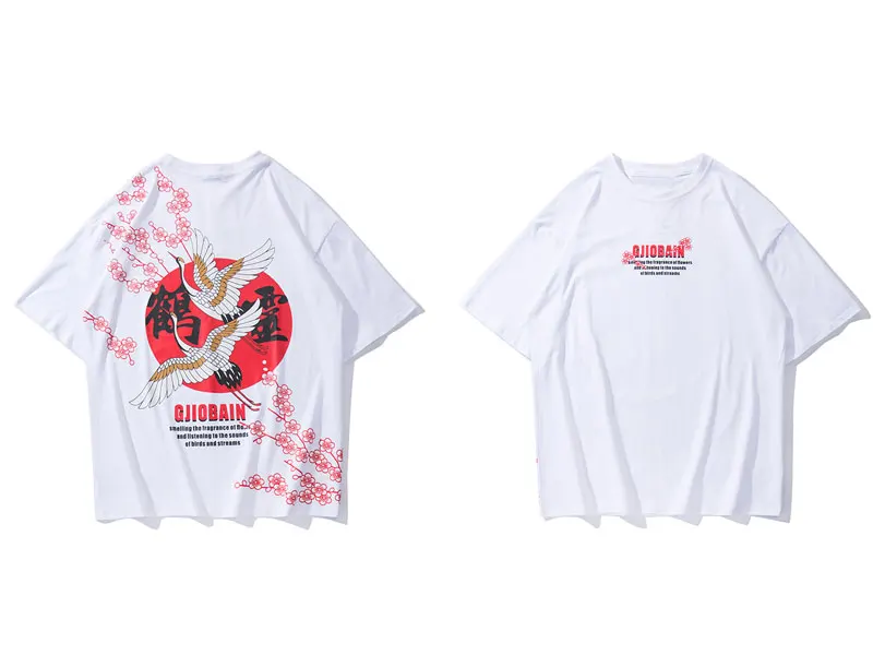 GONTHWID китайский журавль Цветочный Принт футболки Harajuku Хип Хоп Повседневная Уличная футболки топы хипстер короткий рукав футболки для мужчин