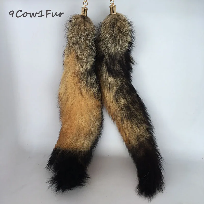 30cm Real Bush wolf coyote Tail Keychain bag charm cosplay Tassel Pendant 