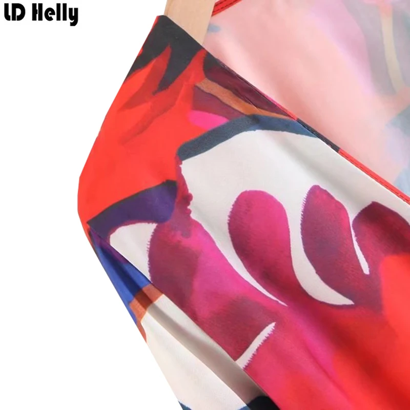 LD Helly 2018 сексуальные боди Блузы с глубоким v образным вырезом и цветочным принтом