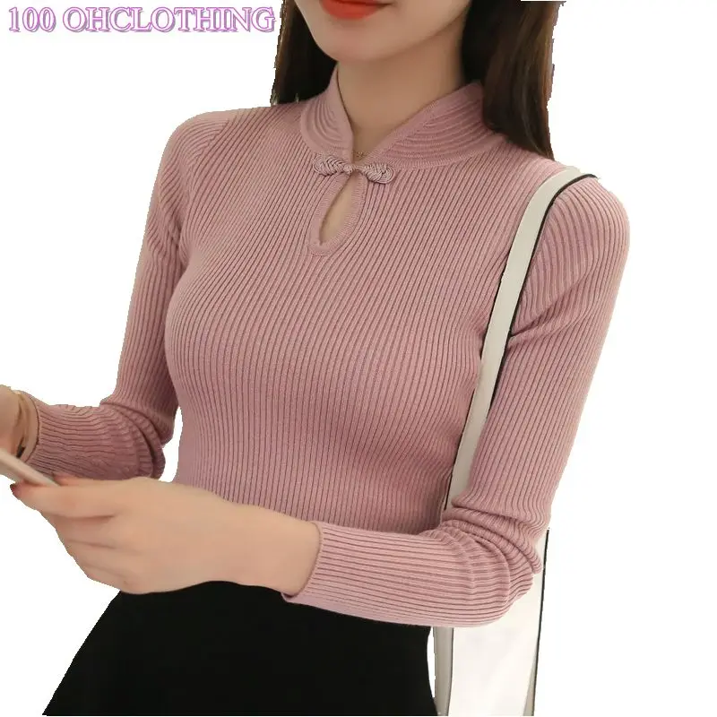 OHCLOTHING الساخن 2019 الشتاء جديد أزياء سميكة نصف الياقة المدورة سترة قصيرة الإناث موضوع ضيق كل مباراة الصلبة جديد قميص