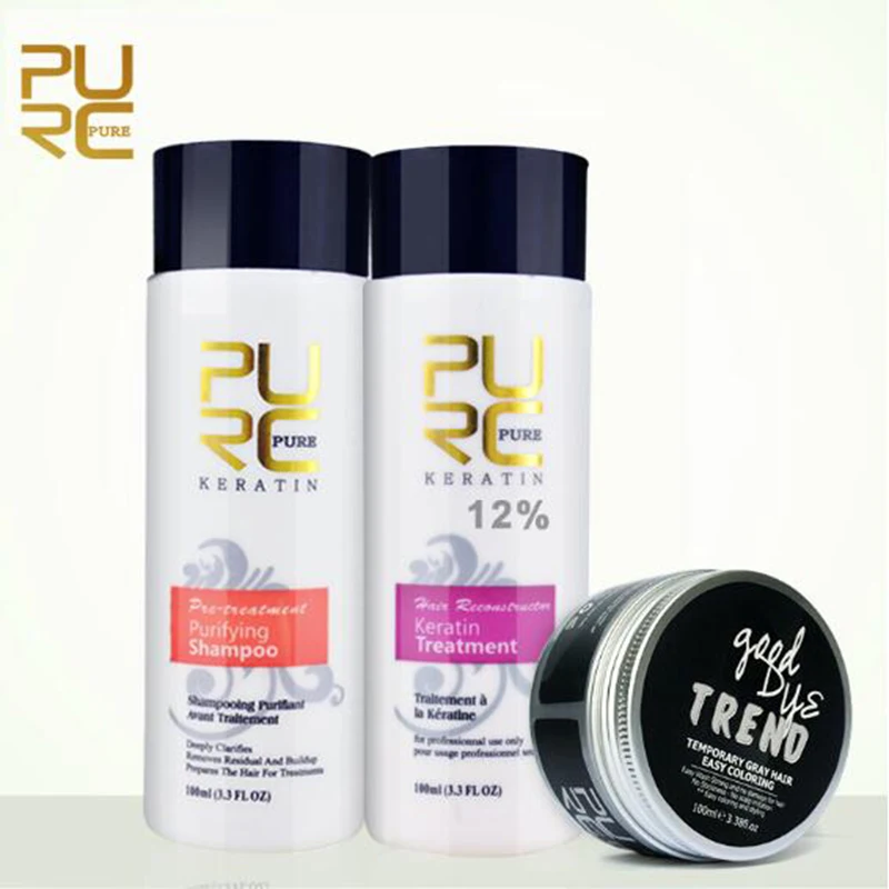

PURC 100 ml Hot Sale Explosive Toiletries 12% Brazilian Keratin Treatment Smooth Repair Hair and Color Wax Easy Color Style