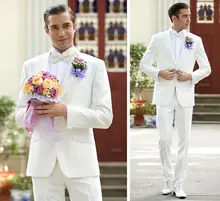 Handsome men two-piece pure white groom suit the latest hot sale dress factory (jacket + pants) fashion contracted high quality