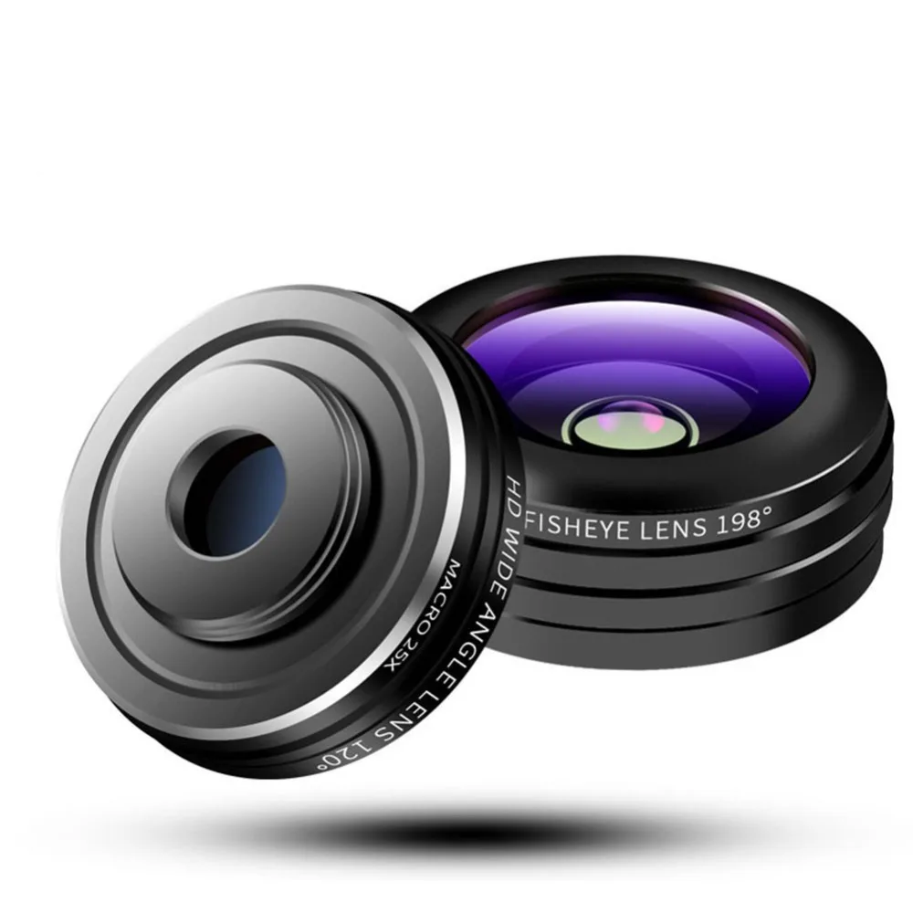 

Soaptree D18 Universal 2-IN-1 0.45X Wide-angle 25X Macro 198 Degree Fisheye Cell Phone Lens HD Distortion Resistance for Selfie