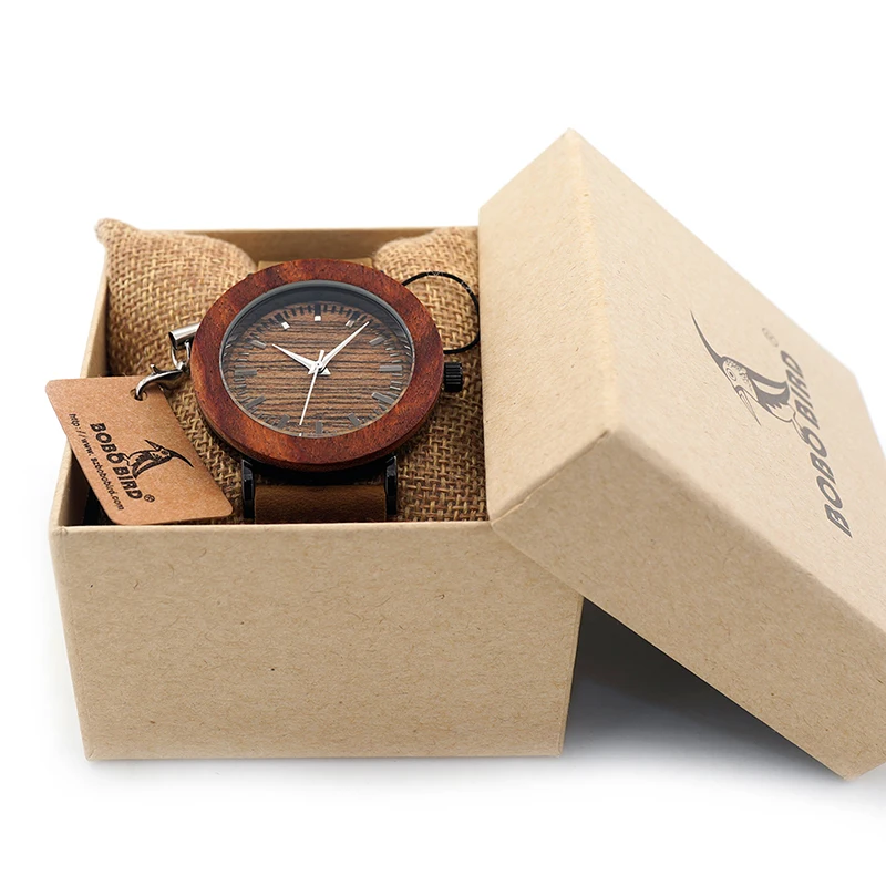 

BOBO BIRD Luxury Brand Womens Watches Genuine Leather Strap Wood Watch for Ladies Gifts Relogio Masculino C-K20