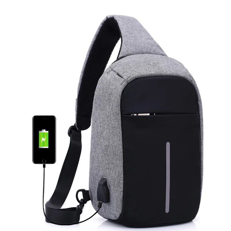 

Chest Bag for Men with Charging Port Casual Nylon Sling Bag Women Anti Theft Money Phone Shoulder Bag bolsa masculina Female