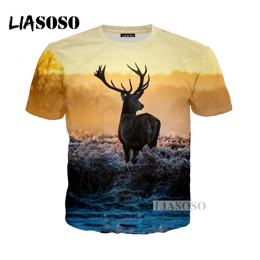 

LIASOSO 2018 New 3D Print Women Men Funny antlers deer tree Tshirt Summer T-shirt Hip Hop Pullover Harajuku Short Sleeve X0252