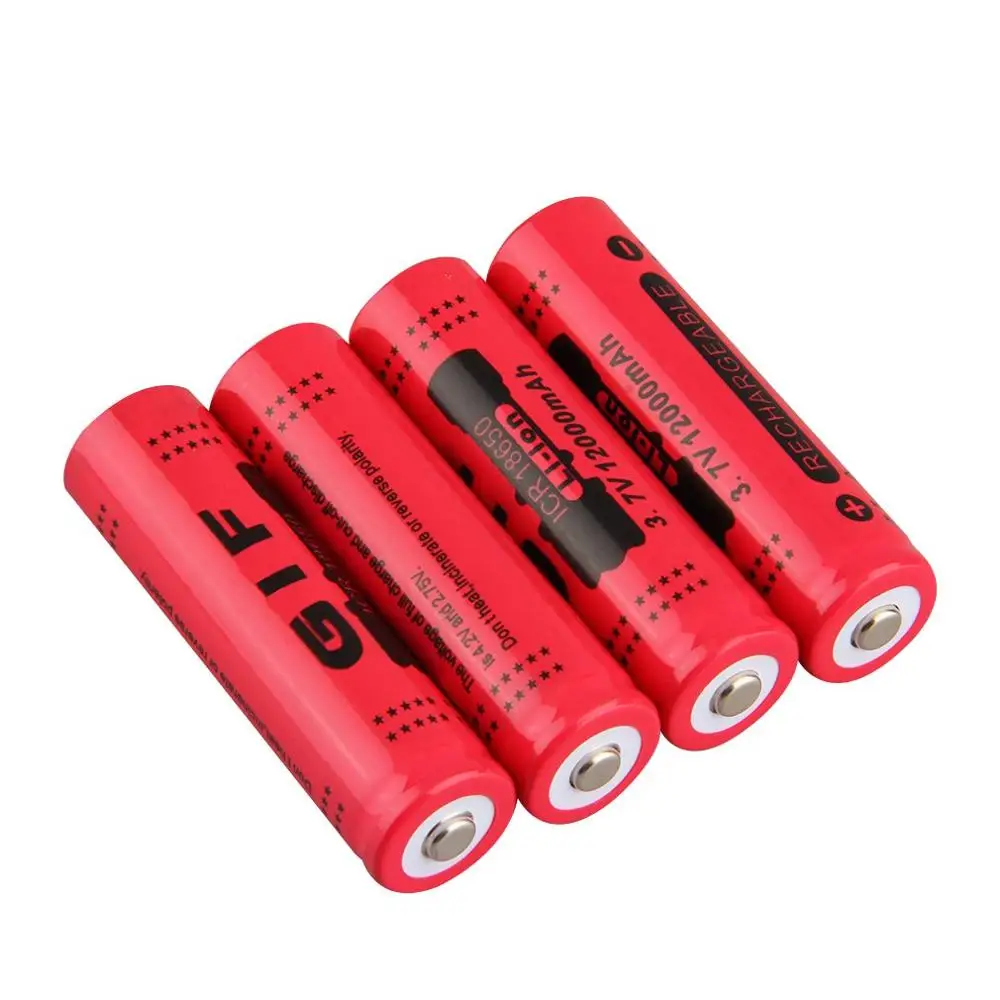4pcs 18650 3.7V 12000mAh Safe Rechargeable Li ion Battery for LED Torch