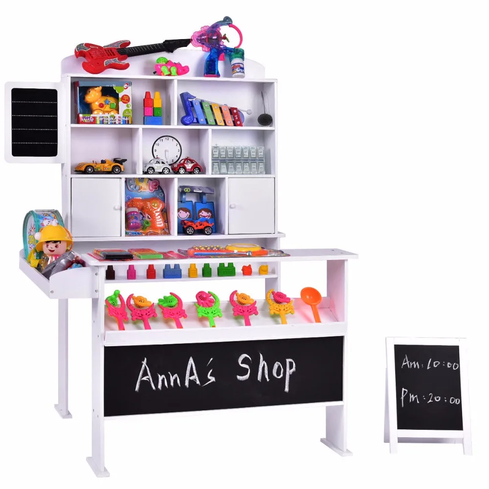 Children Pretend Play Wooden Toy Shop Market Kids Shopping Learning Toys Play Set Toddler Babys Birthday Gift