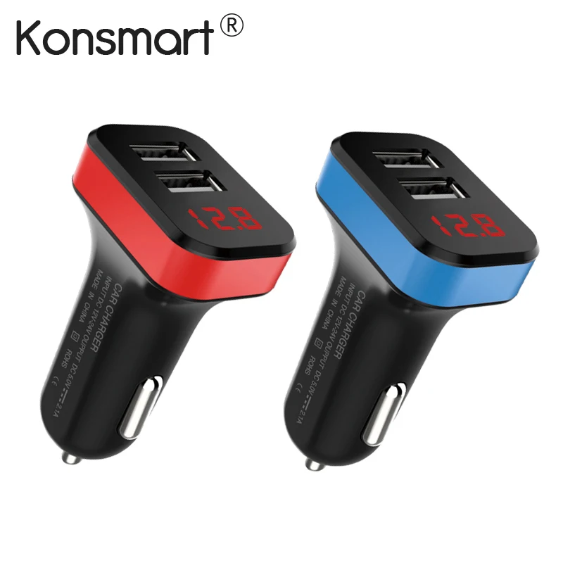 

Konsmart 2.1A Dual USB Car Charger Adapter With Battery Monitor Display for iPhone X/8 Samsung Huawei Xiaomi ZTE Mobile Phones
