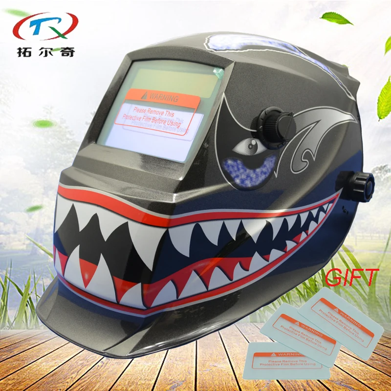 Capacete de Soldagem Solar e Bateria Máscara de Solda Totalmente Automático Auto Escurecimento Tig Moagem Ajustar Transporte Rápido Gd02 2233ff Mig