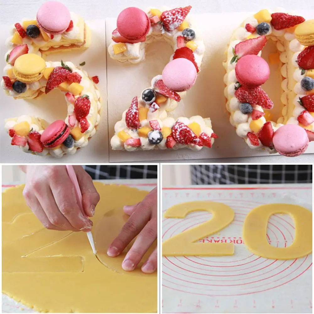 Модные буквы цифры форма торта тисненый акриловый Форма для вырубки декоративный трафарет сахар цифровой пресс-форма для выпечки