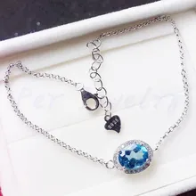 Голубой топаз браслет Природный Голубой топаз 925 серебро мелкие камни ювелирные изделия 1.6CT драгоценных камней# XY18092603