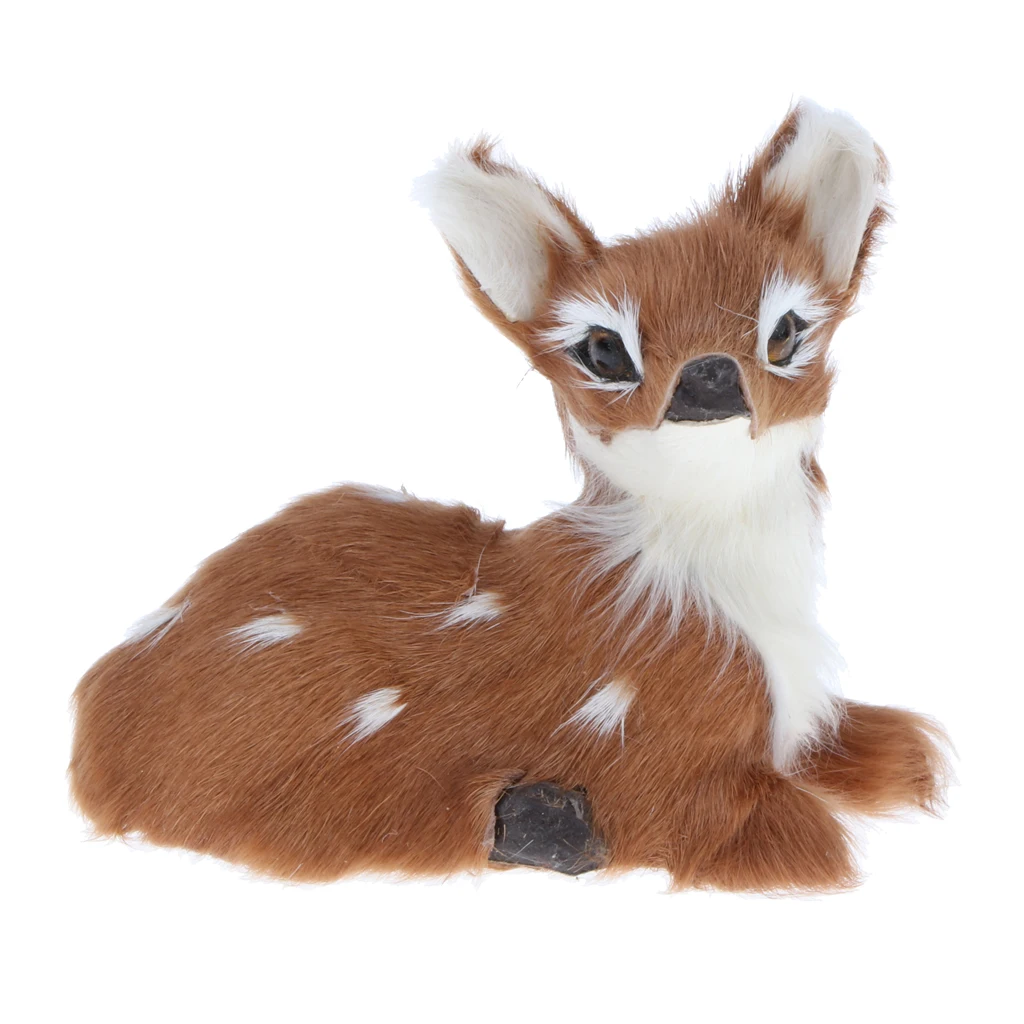 Lifelike Plush Lying Sika Deer Simulation Stuffed Fawn Animals Model