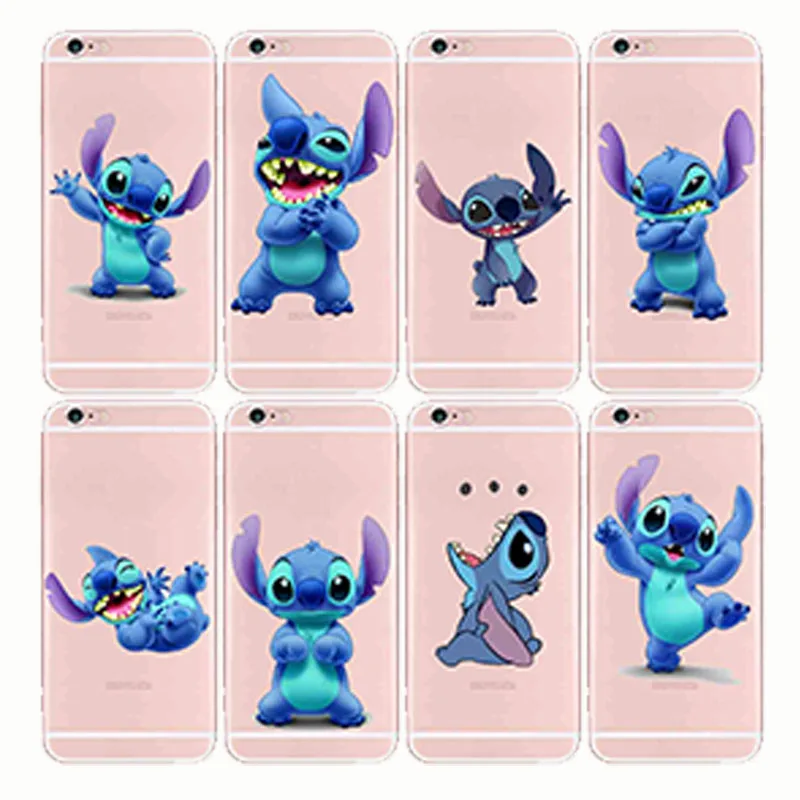 

Silicone Clear TPU Coque Funda Cover Phone Case Stitch Funny Cute Cartoon Capa Transparent for iphone XR XS MAX 7 6S 8 plus SE X