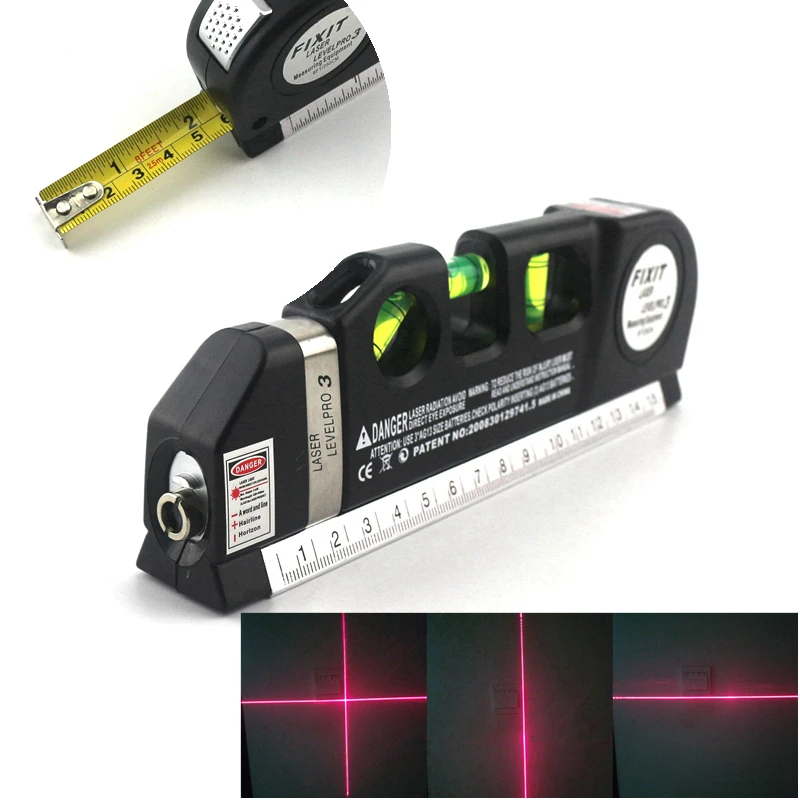Multi Function Laser Level Cross Line Laser Tape Metric Ruler Measure