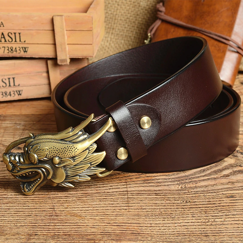 

Dragon Belt Buckle Mens Belts Luxury Men Belt Genuine Leather Cowboy Jeans Strap Ceinture Homme Cinturon Waist Belt Riem MBT0360