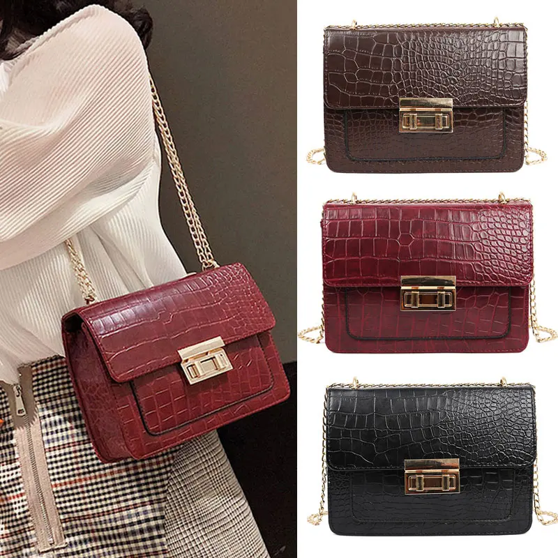 

1 Pcs Women Girl Shoulder Crossbody Bag Chain PU Vintage for Mobile Phone Keys New
