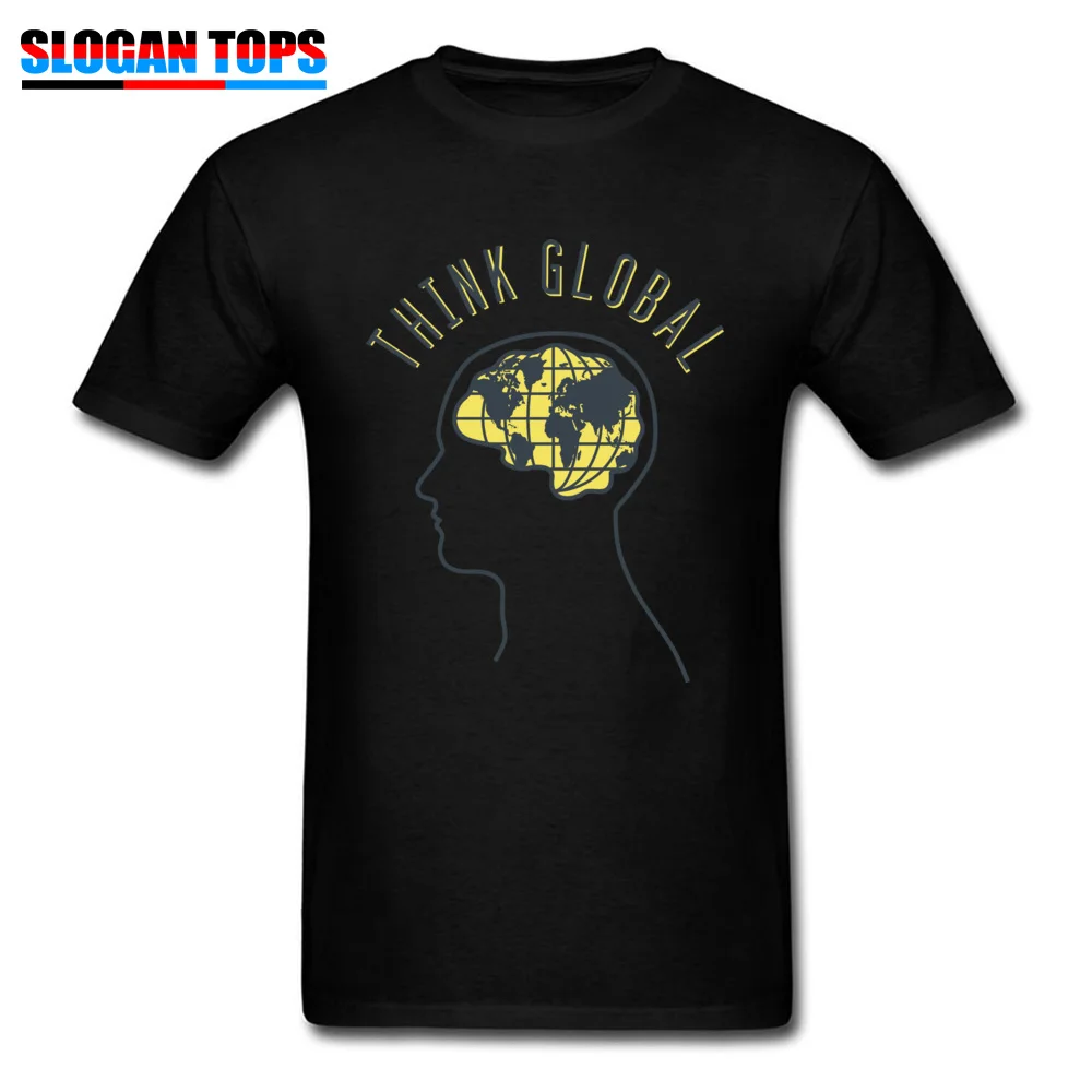 Think Global 1 Print VALENTINE DAY 100% Cotton Fabric O Neck Men Tees Normal Tee Shirts New Coming Short Sleeve T Shirts Think Global 1 black