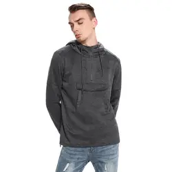 Новые мужские sweatshirtsexternal формы, чтобы фильм новые мужские модные однотонные наборы функций большой кармана на молнии с капюшоном флис h11P50