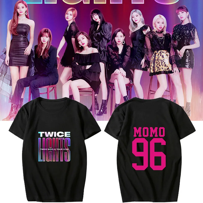 

KPOP TWICE WORLD TOUR 2019 T Shirt Women New Style Tee Shirt Femme Casual Tshirt JungYeon Sana Tzuyu Mina Clothes DaHyun Momo