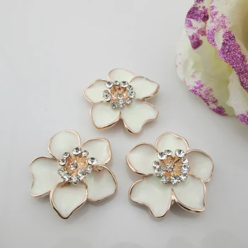 

(BT228 25mm)5pcs Flower Flatback Rhinestone Buttons Wedding Invitation Card Dexoration