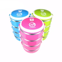 AHTOSKA круглый 4 Слои Портативный офис обед Коробки PP Пластик 304 Нержавеющая сталь Кухня еды подходит для пикника