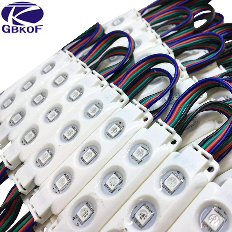 

GBKOF 100PCS RGB LED Module injection lens 5050 Super Bright Advertising Light Changeable color IP65 Waterproof Sign Backlight