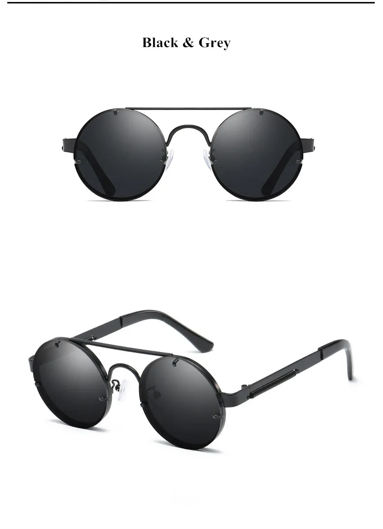 VWKTUUN круглые солнцезащитные очки в стиле стимпанк Для женщин Для мужчин дужки на пружине солнцезащитные очки для Зеркало для женщин очки