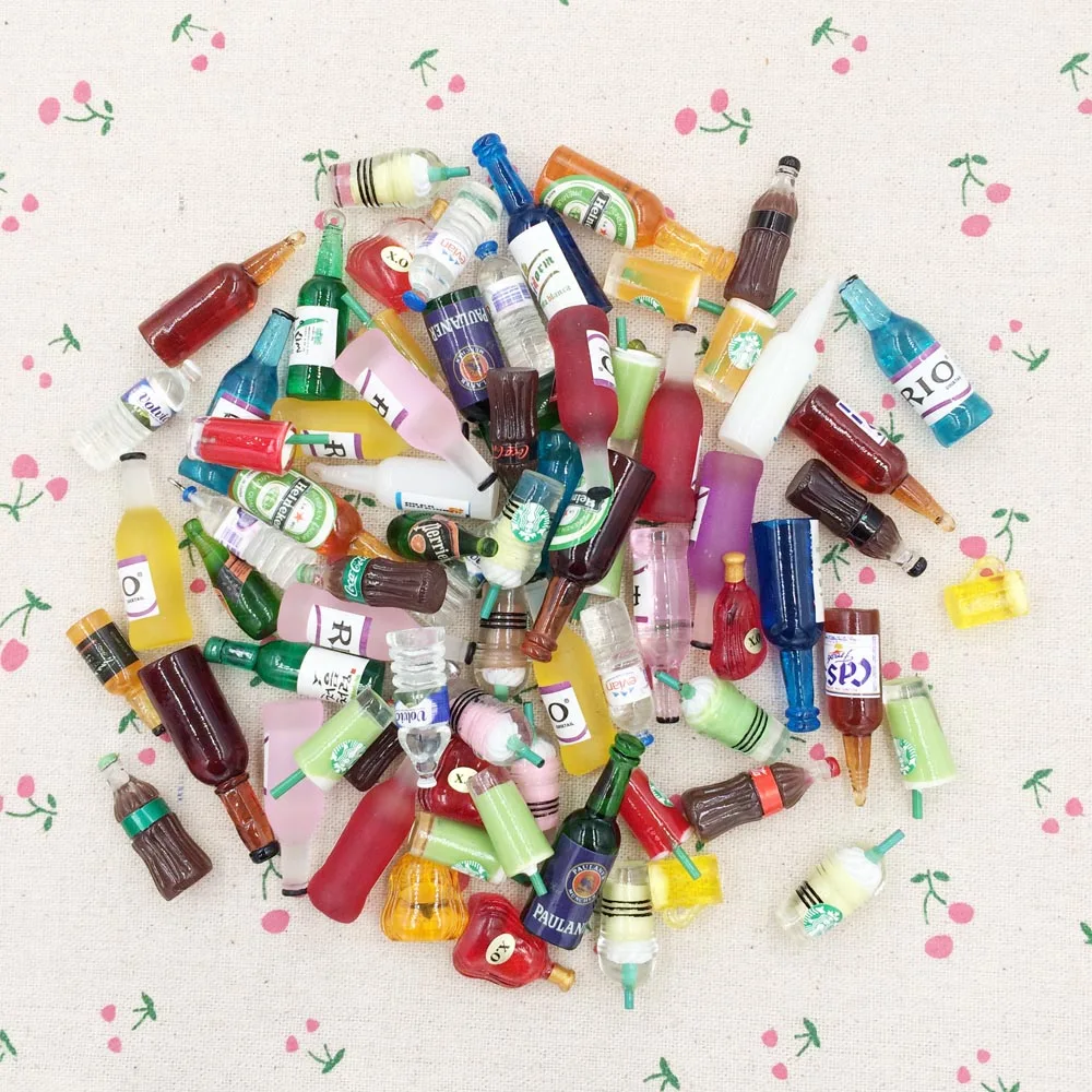 

10 Pieces Mixed Style Kawaii 3D Resin Bottle Fairy House Miniature Garden Decoration Gnome DIY Craft Figurines Ornaments 15-45mm