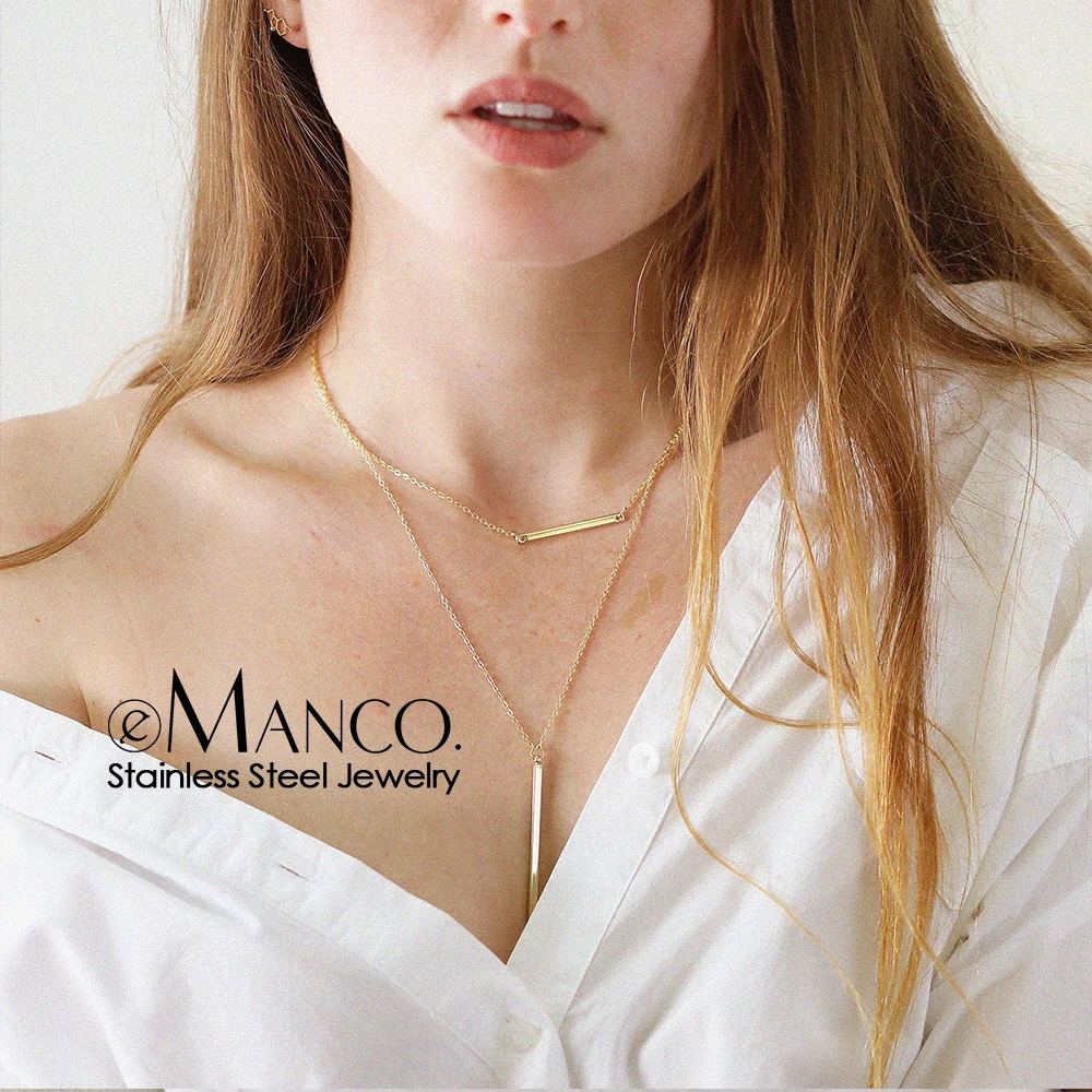 

e-Manco Korean Style Choker Necklaces for women Multi Layered Stainless Steel Necklace women Simple Necklace Jewelry
